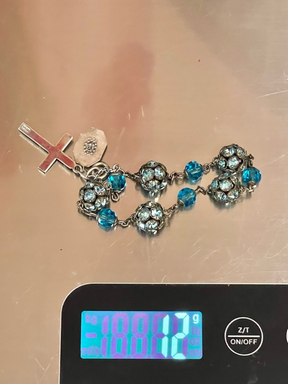VTG sterling silver rosary bracelet
CROSS Crucifix Austrian Crystal Beads
Sz7" - Picture 6 of 8